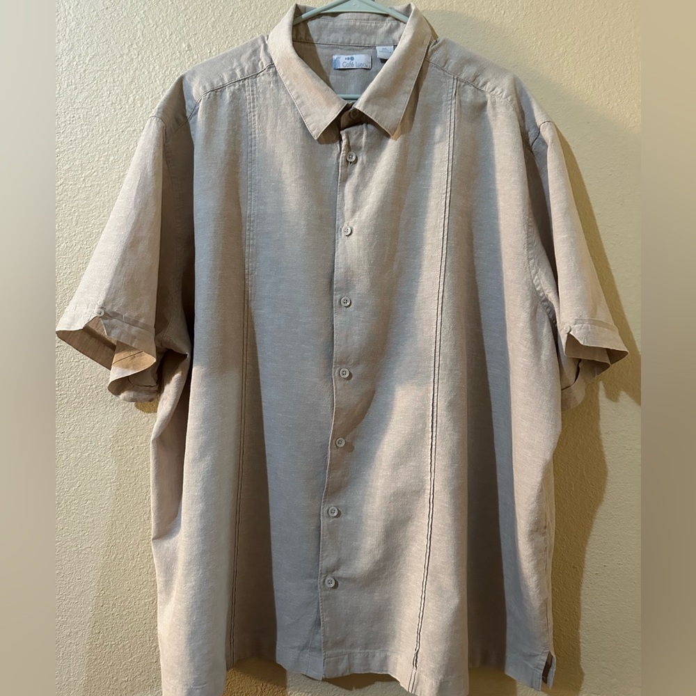 Tan Casual Button Down Shirt with Short Sleeves